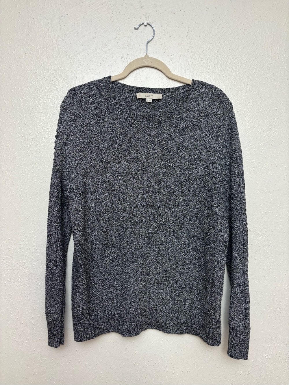 LOFT Gray Marled Crewneck Sweater